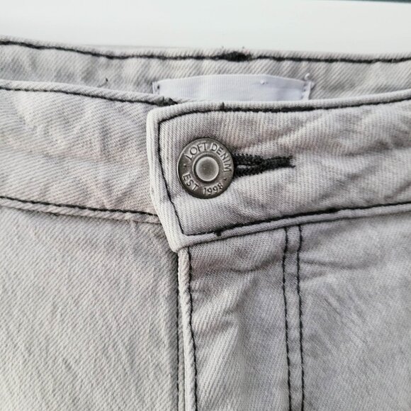 Loft Jeans Light Gray30/10 Curvy Straight Crop Raw Hems Mineral Wash Dyed - Picture 7 of 13